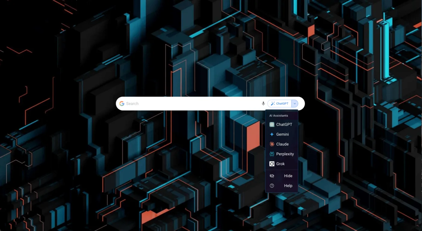 Best Homepage Ever stripped back to just a search bar over a dark minimalist background