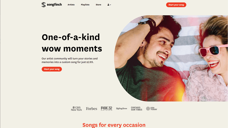 Thumbnail of Songfinch homepage