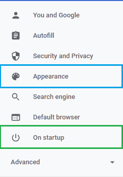 Google Chrome main settings