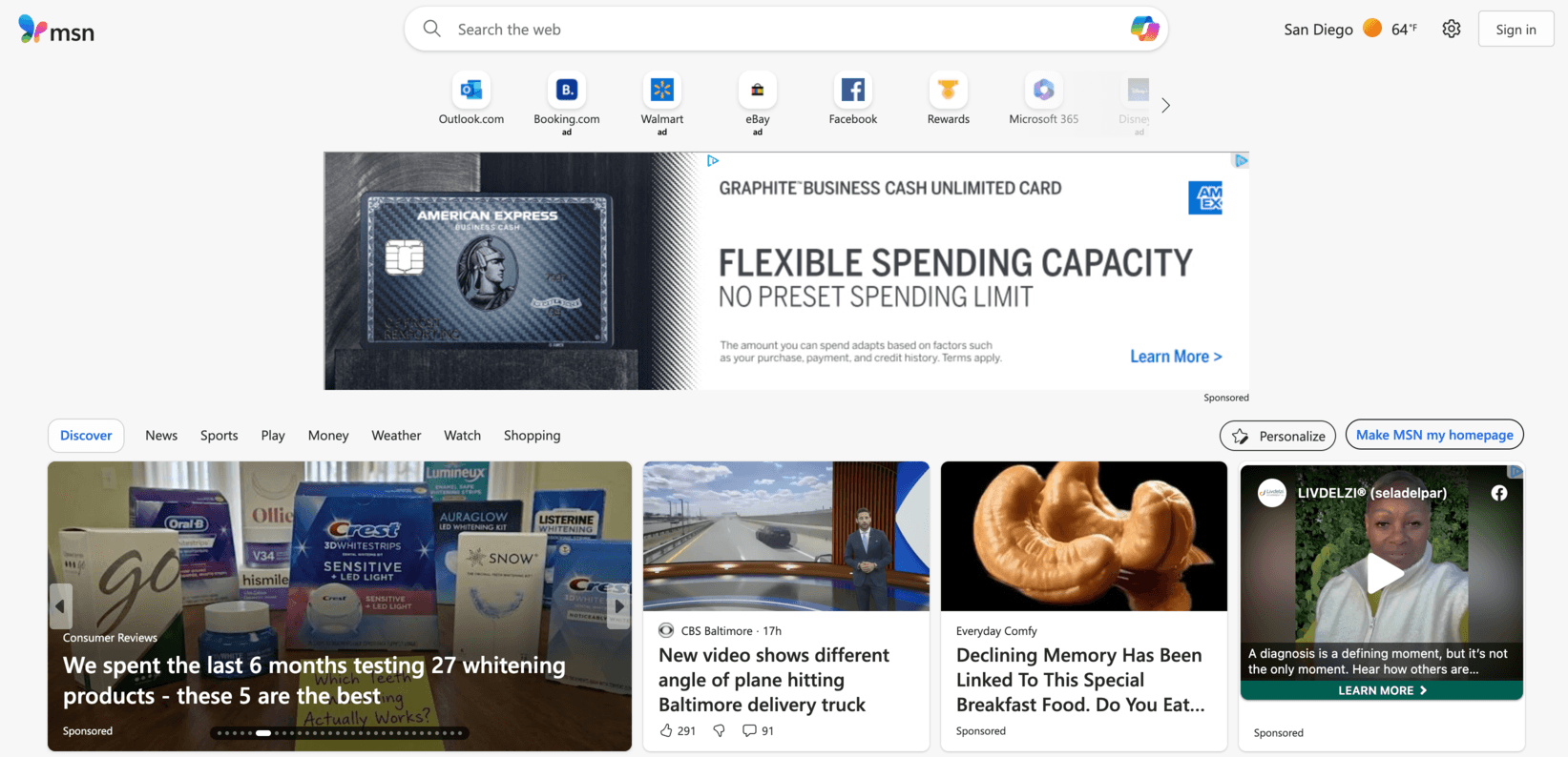MSN's homepage in 2026, showing tabloid-style content and Microsoft ecosystem prompts