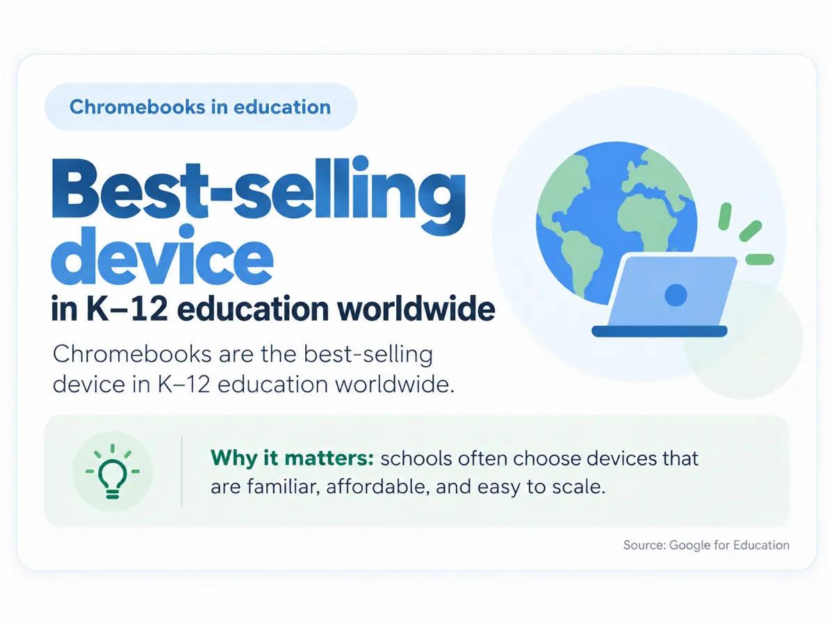 Infographic: Chromebooks are the best-selling device in K-12 education worldwide, per Google for Education