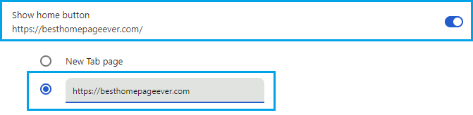 Chrome Home Button Settings