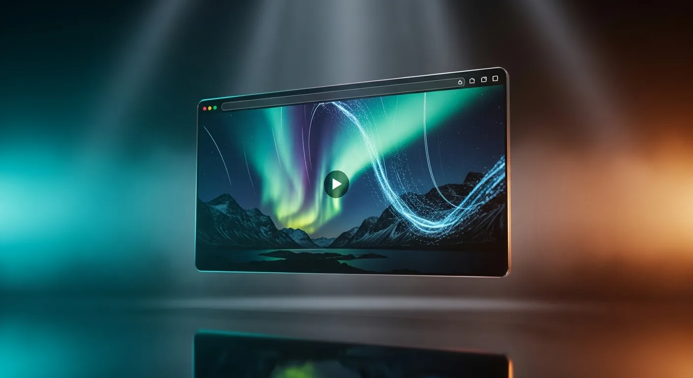 A homepage with a looping aurora video background