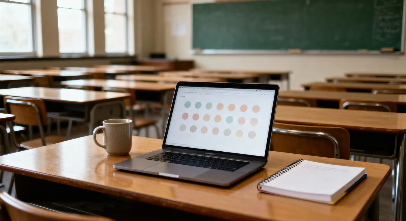 A classroom laptop showing a clean start page with links to Classroom, Drive, and school email