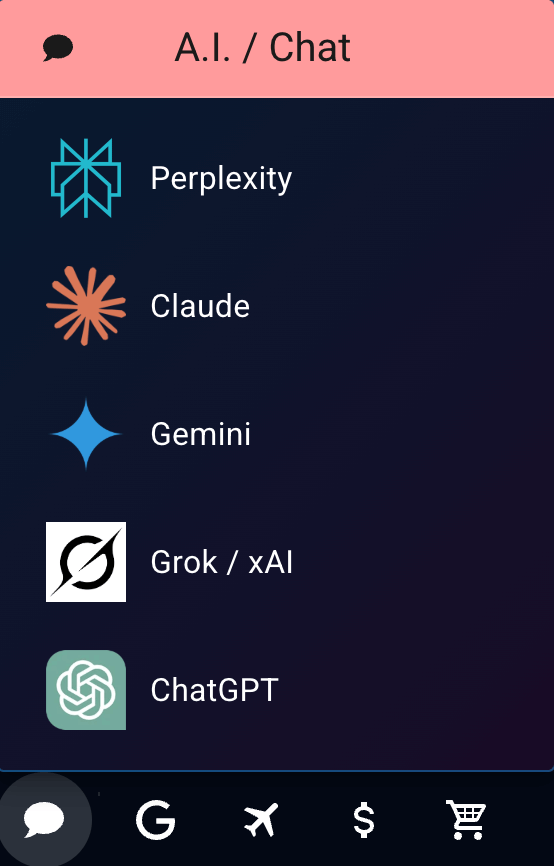 AI services available in the homepage footer