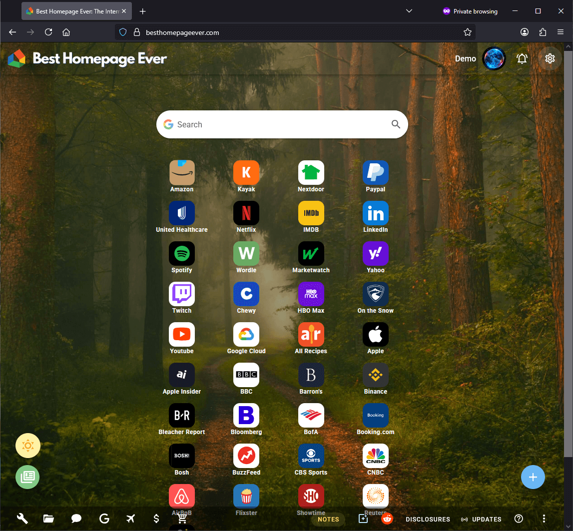 best Homepage Ever in Spacious Mode