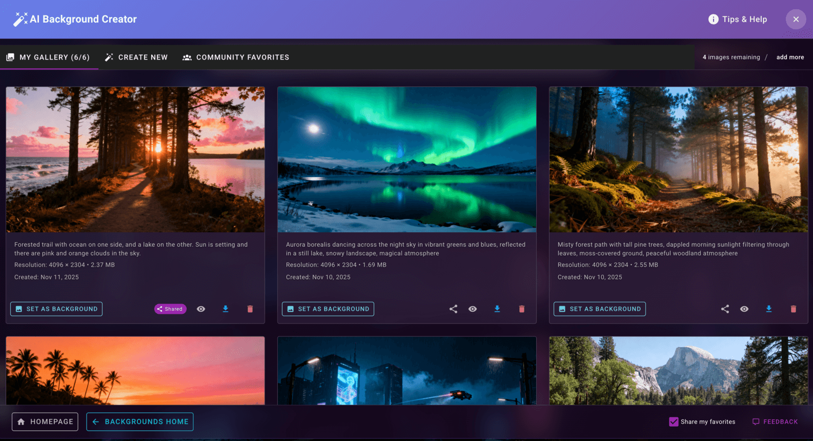 Generate AI images on Best Homepage Ever