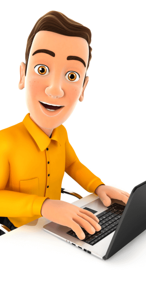 silly looking man at computer